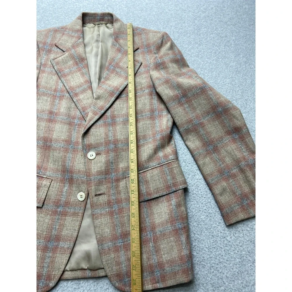 Rogers Peet Blazer Mens Small‎ S37 Plaid Wool Silk Blend Sport Coat